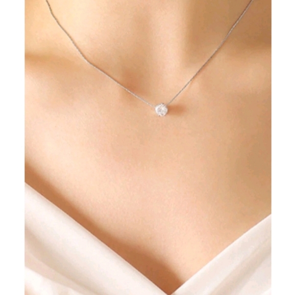 Anthropologie Delicate Diamond Solitaire Dainty Gold Necklace - Picture 5 of 5